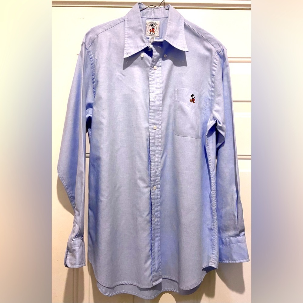 Walt Disney World Mickey & Co Button Down Blue Shirt MENS SIZE 15 1/2  32/33